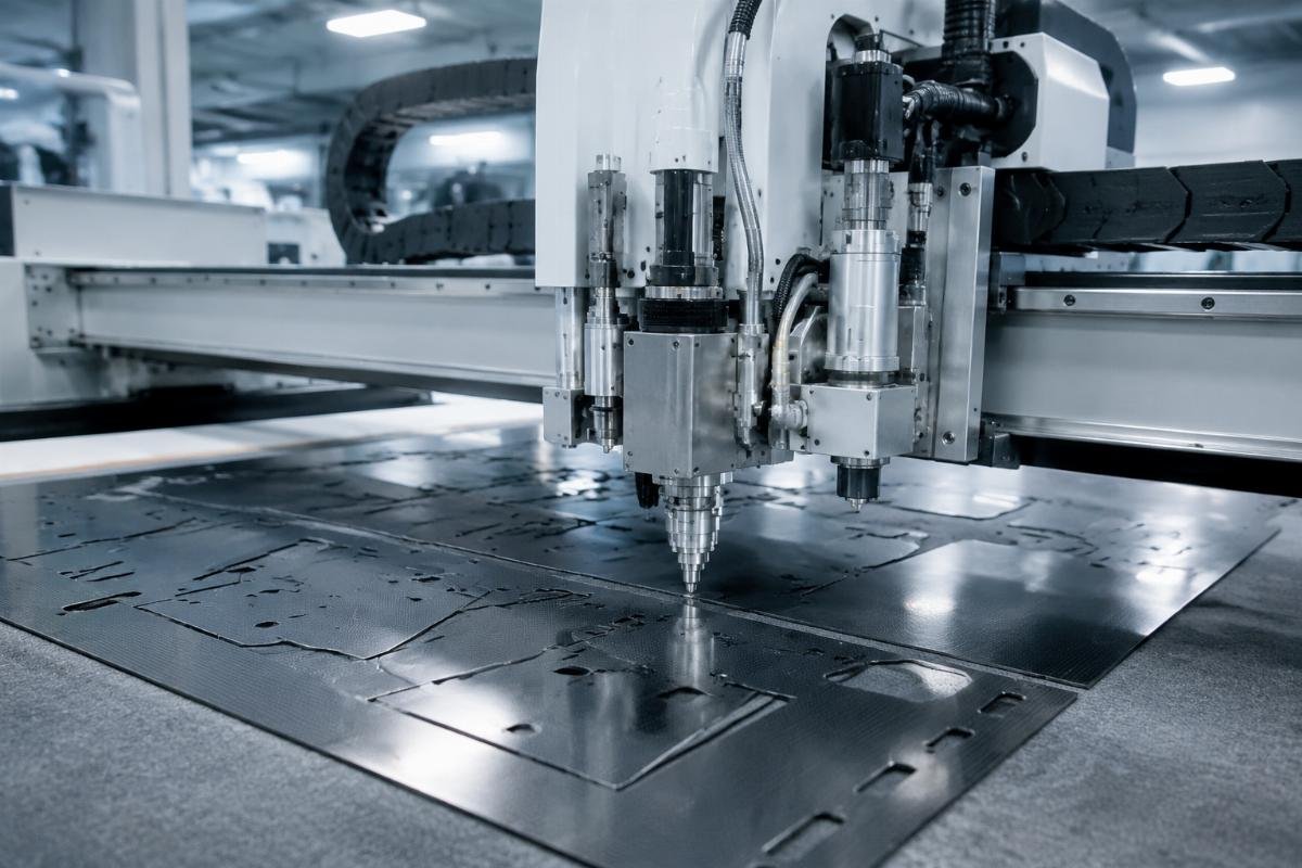 CNC knife cutting machine in factory setting