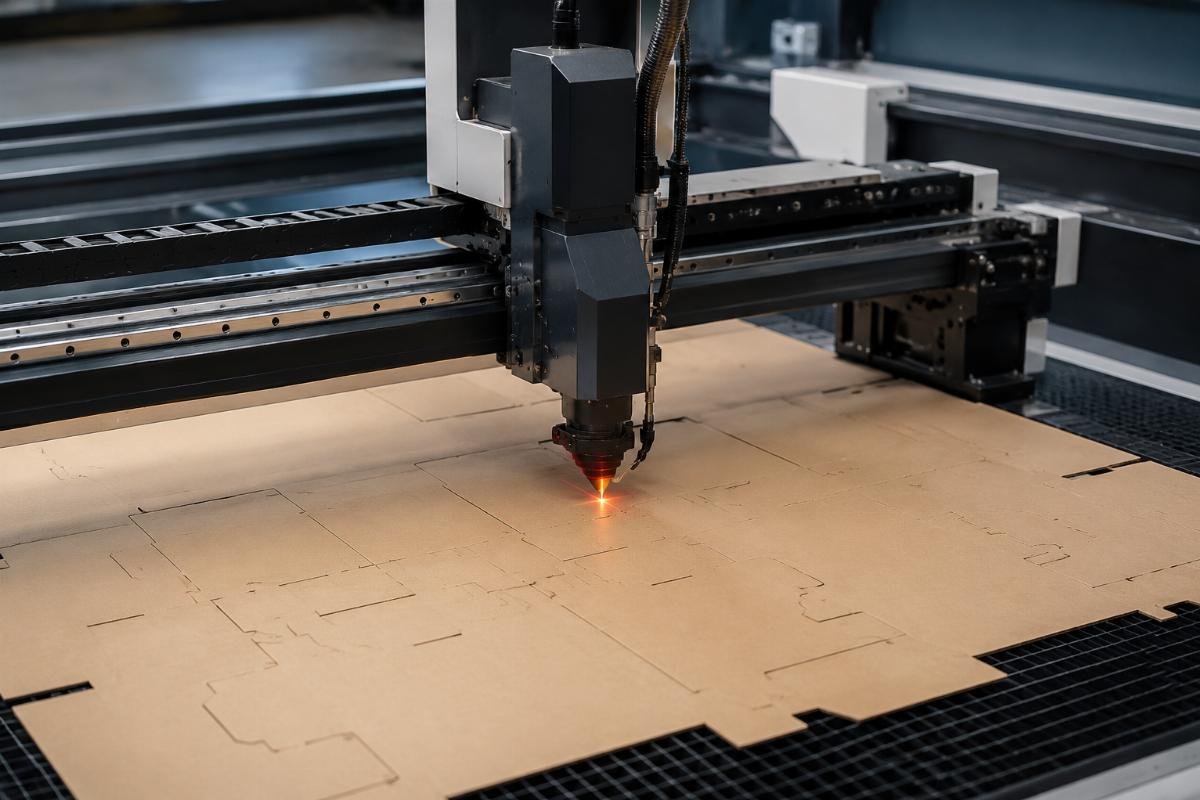 Packaging CNC cutting machine in production