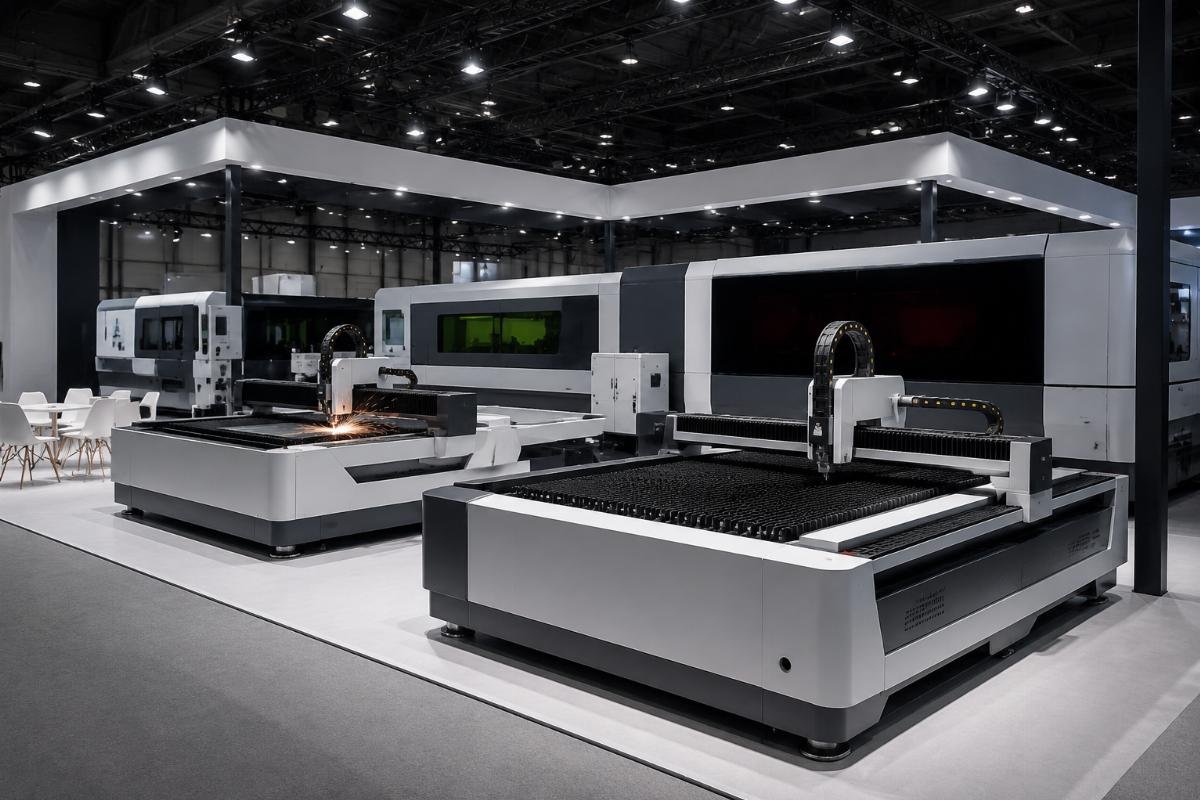 fabric cutting equipment exhibition booth setup