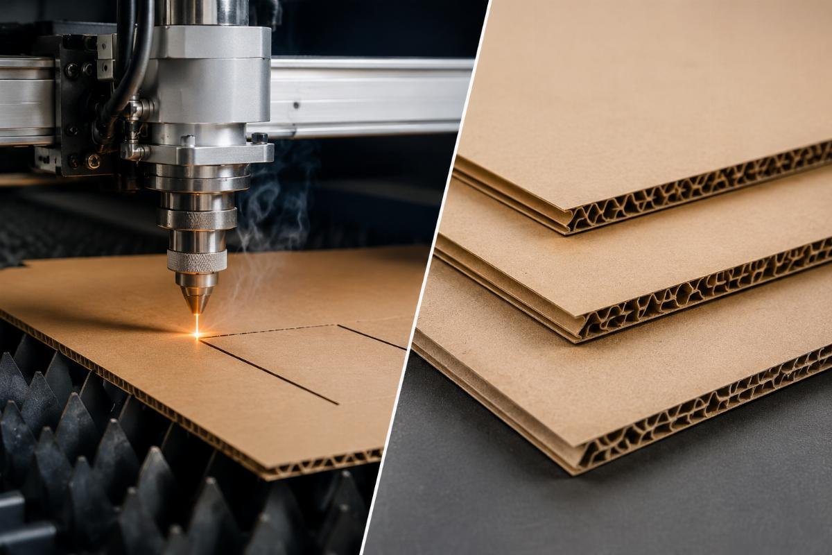 Comparison of clean-cut cardboard edges Cardboard cut quality