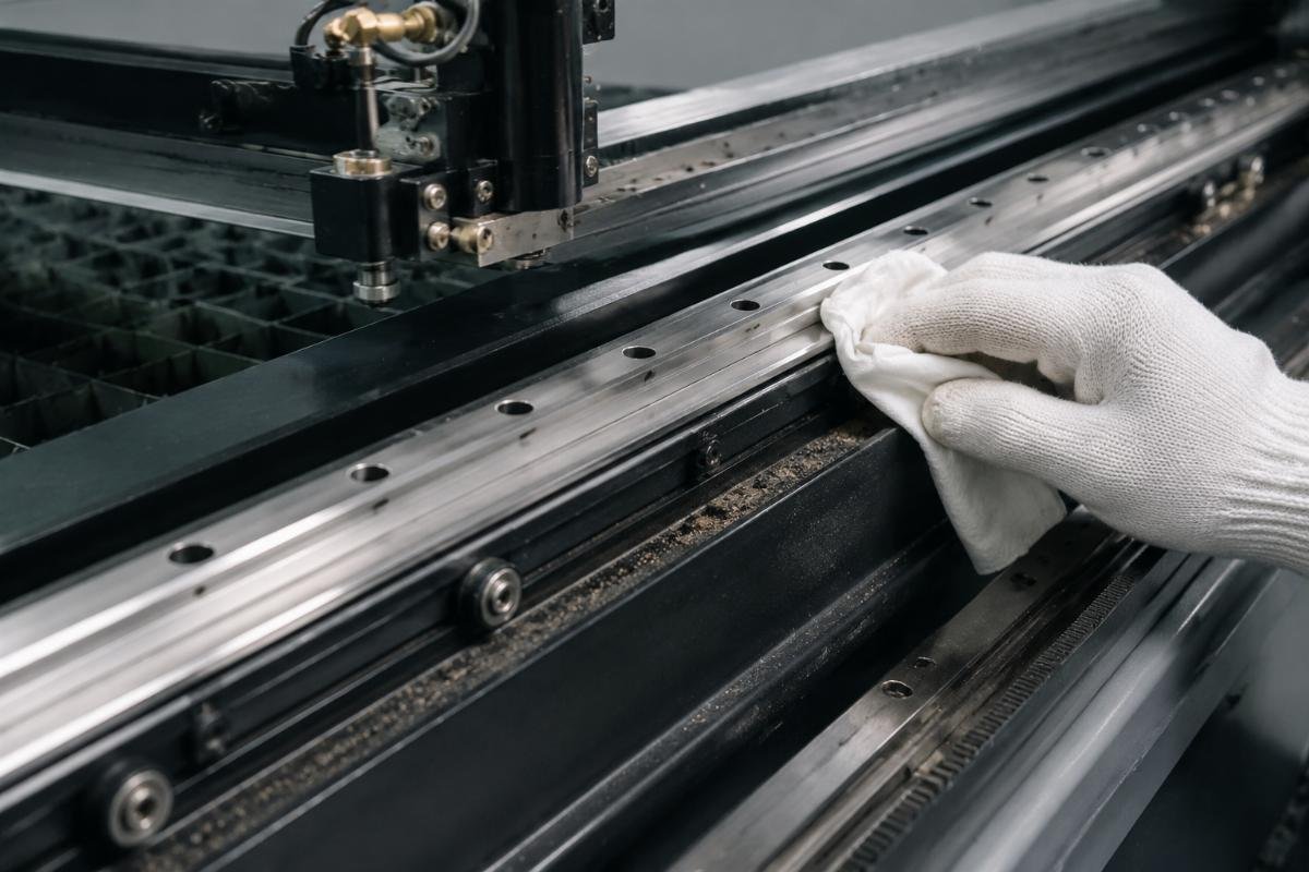 Guide rail maintenance and cleaning requirements Contamination on fabric cutting equipment guide rails