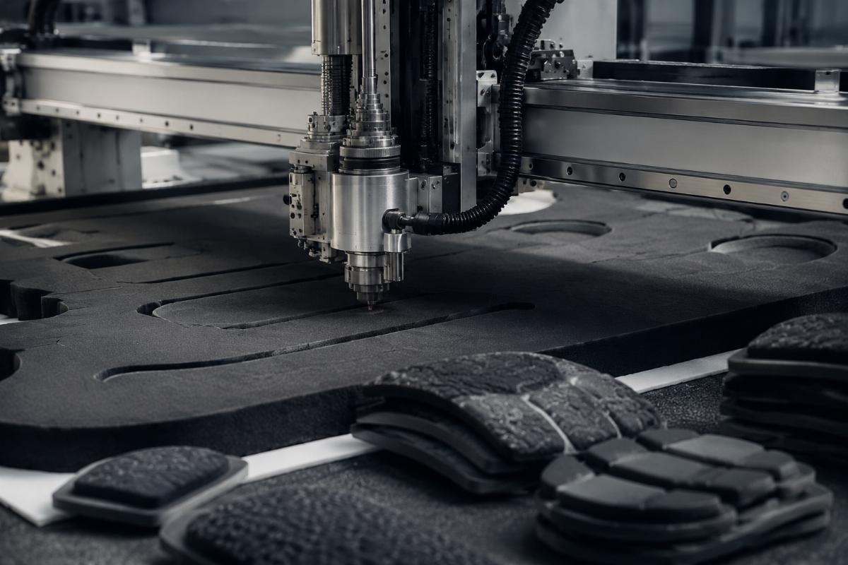 CNC cutting machine for pads and gloves production CNC oscillating knife machine cutting foam padding for sports protective gear