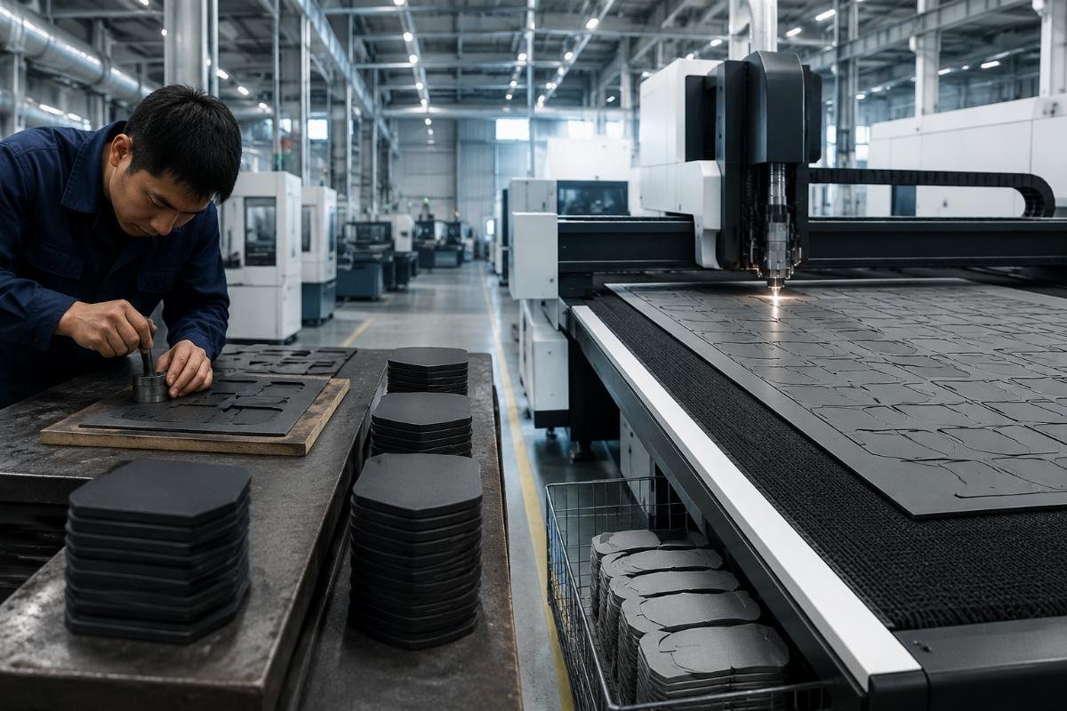 Factory floor comparison of manual die cutting and CNC oscillating knife cutting output