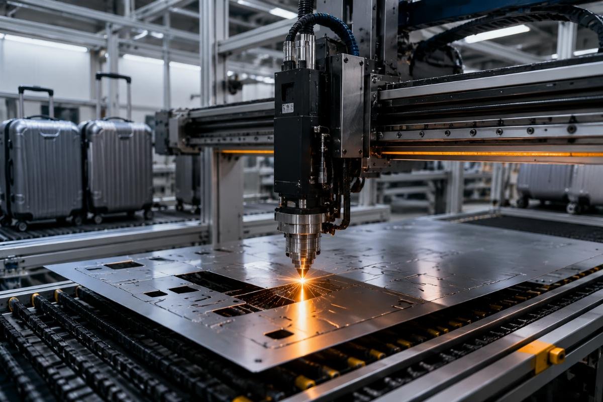 Customized CNC cutting machine integrated into existing luggage production line