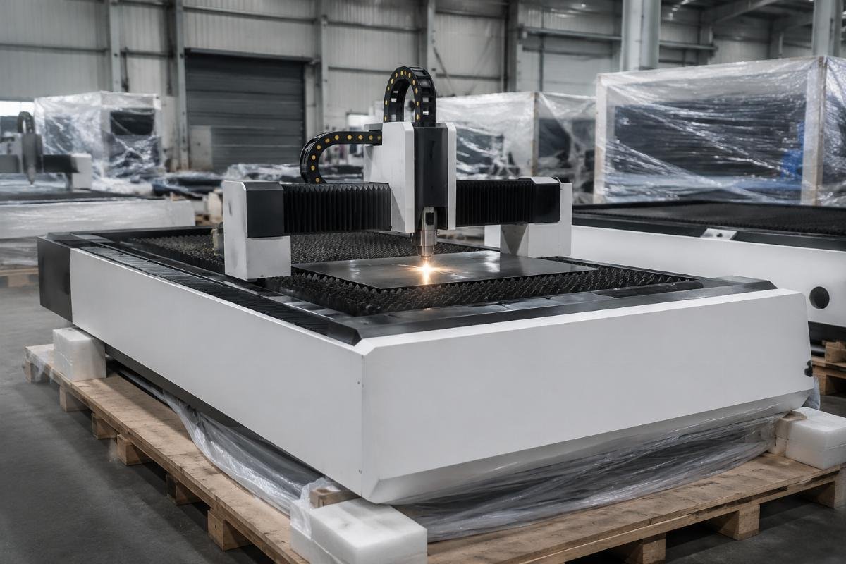 Low MOQ custom CNC cutting machine for small scale filter producers A custom CNC cutting machine being prepared for delivery to a small filter production facility