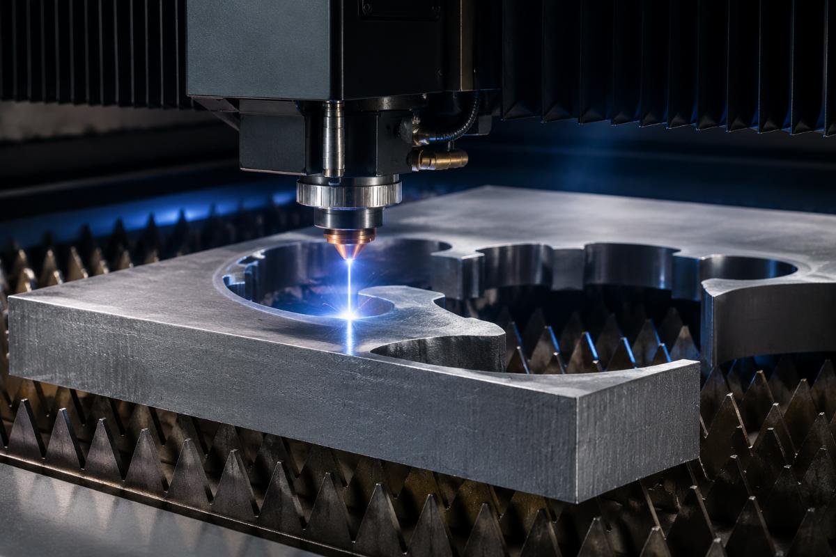 Low power consumption CNC cutting machine cold cutting technology A CNC cutting machine cutting 50mm thick material with no burnt edges, showing cold cutting technology in action