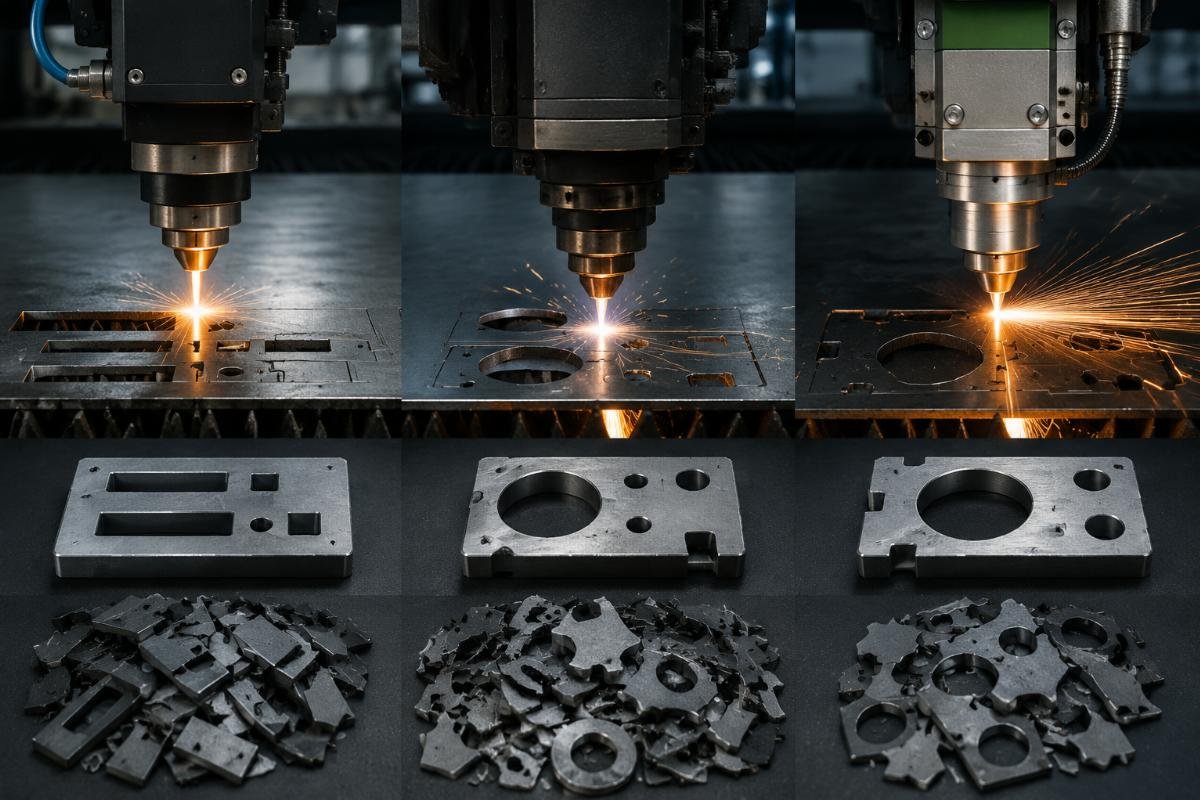 Material waste impact on long-term production cost Material waste comparison across three cutting technologies